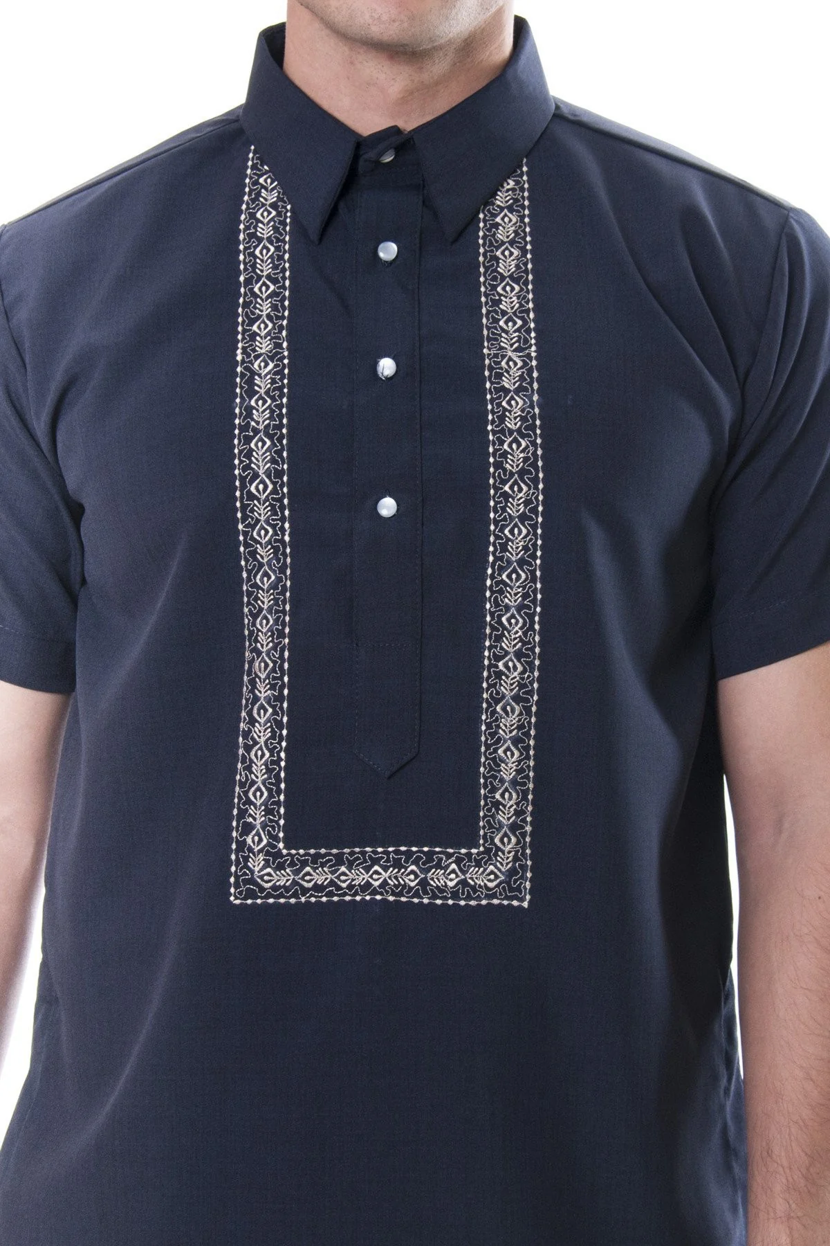 MY03 - Bihis Mayaman Polo Barong Navy Blue - Image 3