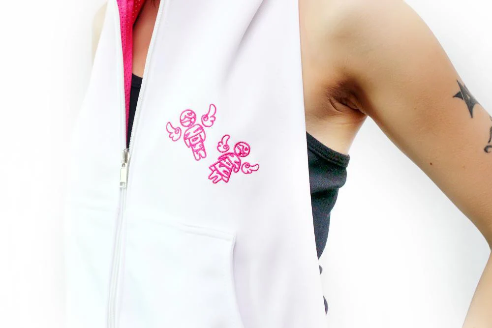 BY:CHelo Reversible Hoodie - Hot Pink and White - Image 4