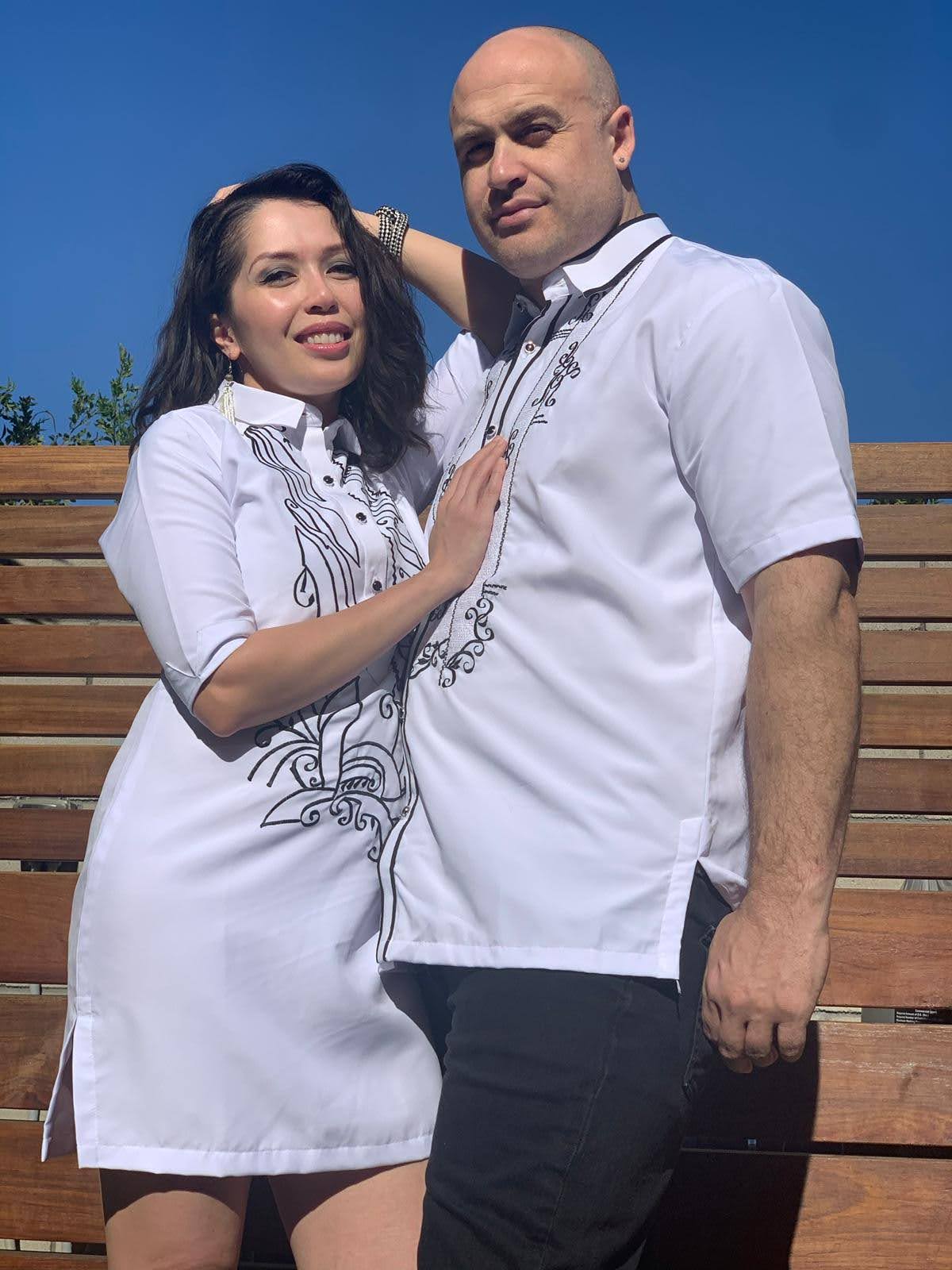 CB02 - SALE Both for $99 - Couple's Barong - Matching Barong Tagalog & Filipiniana Barong Dress (Items Sold Separately) - Image 4