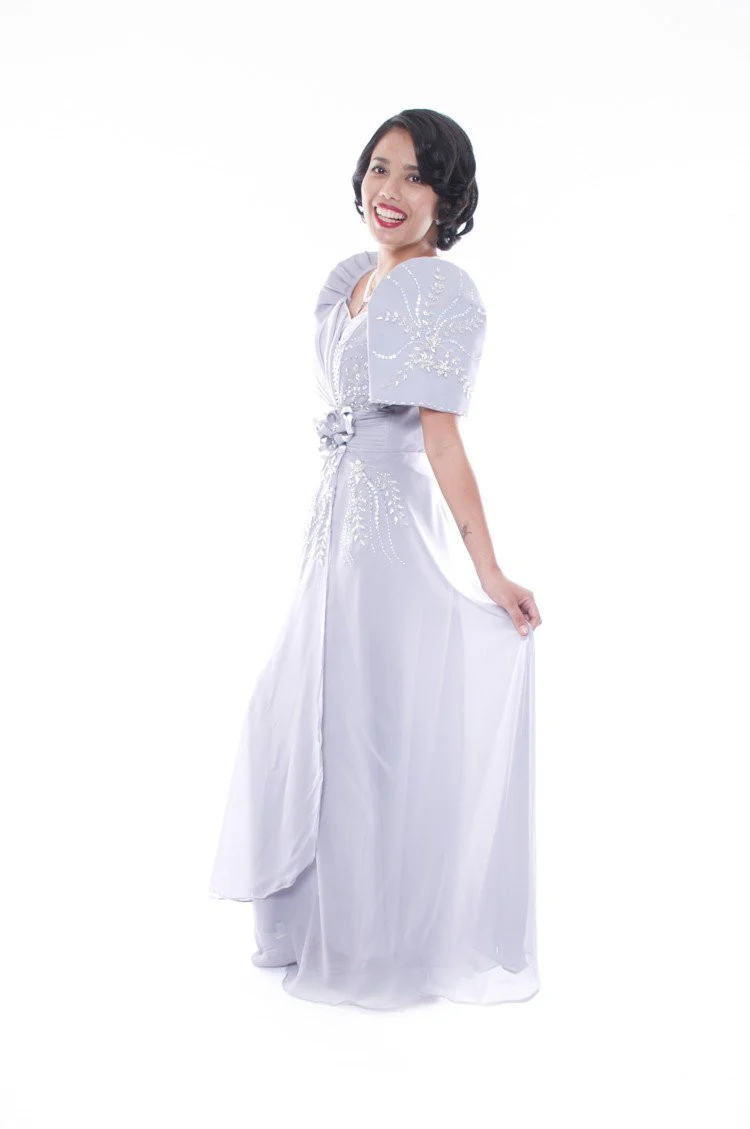 WD03 - MADE-TO-ORDER - Emy Mestiza Gown Gray - Filipiniana - Image 3