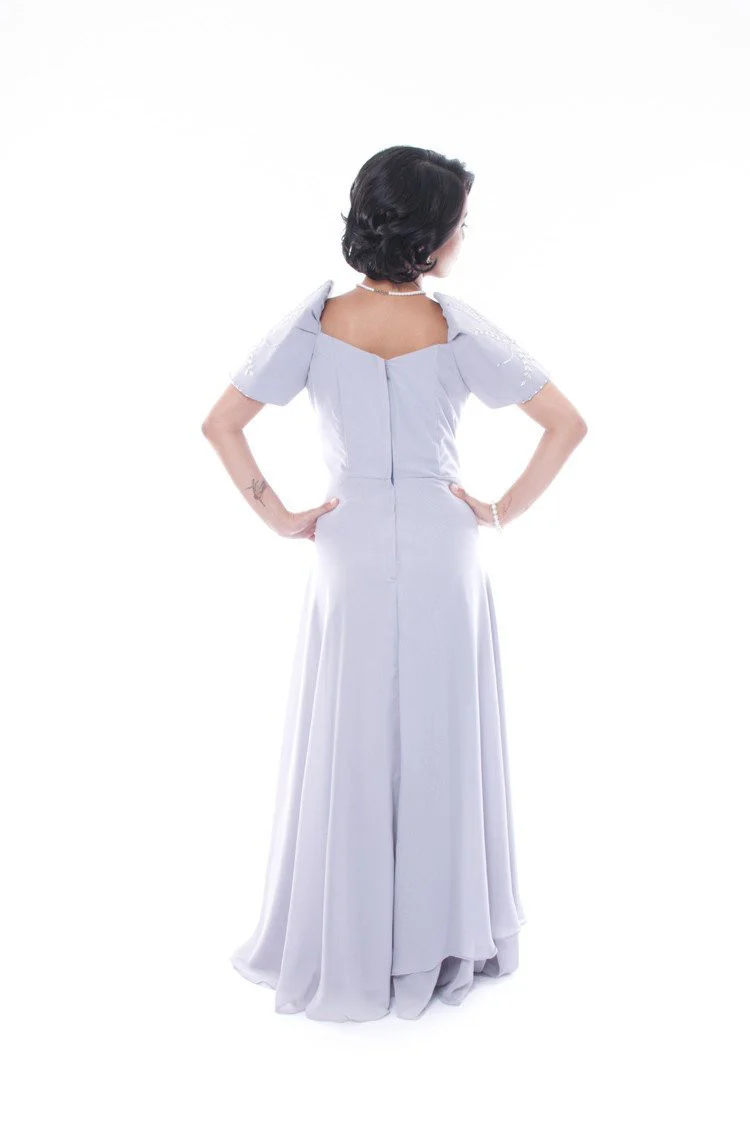 WD03 - MADE-TO-ORDER - Emy Mestiza Gown Gray - Filipiniana - Image 4