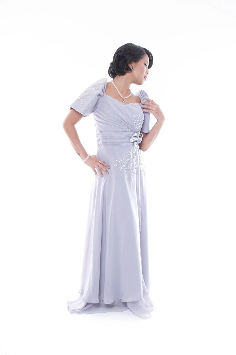 WD03 - MADE-TO-ORDER - Emy Mestiza Gown Gray - Filipiniana - Image 5