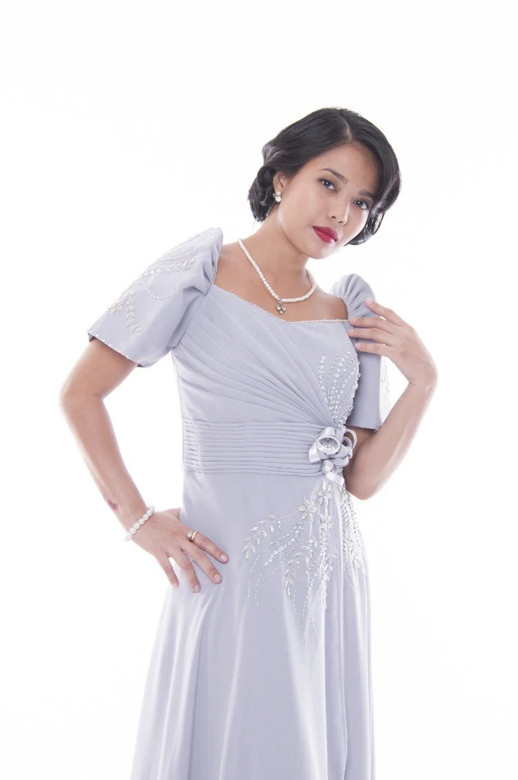 WD03 - MADE-TO-ORDER - Emy Mestiza Gown Gray - Filipiniana - Image 6