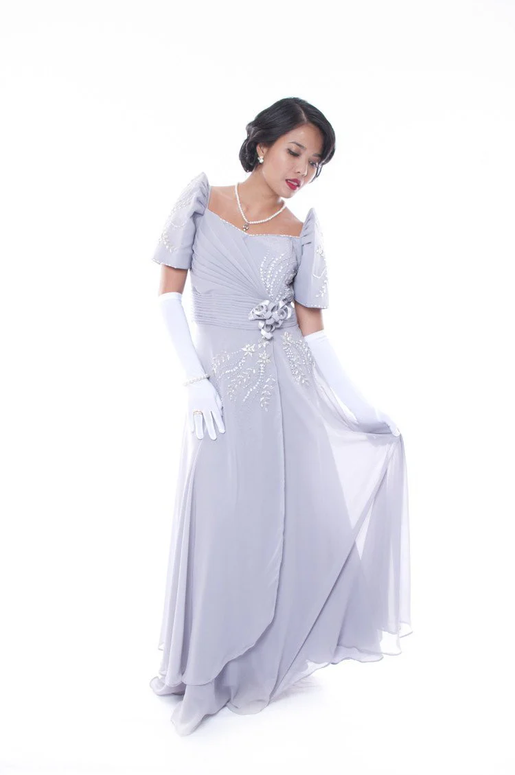 WD03 - MADE-TO-ORDER - Emy Mestiza Gown Gray - Filipiniana - Image 7