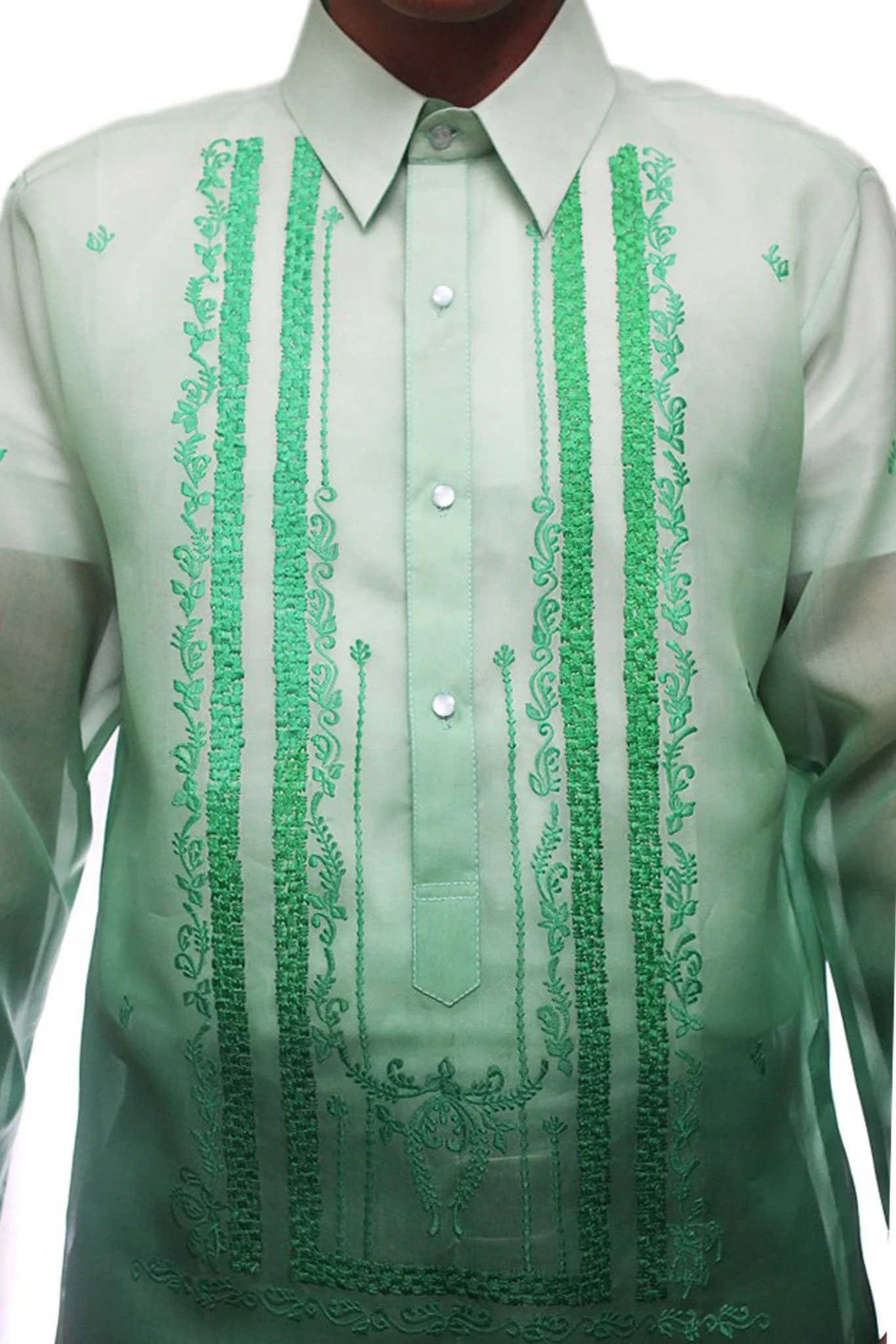 MJ24 - Jusi Barong Tagalog Monochromatic Green - Image 3
