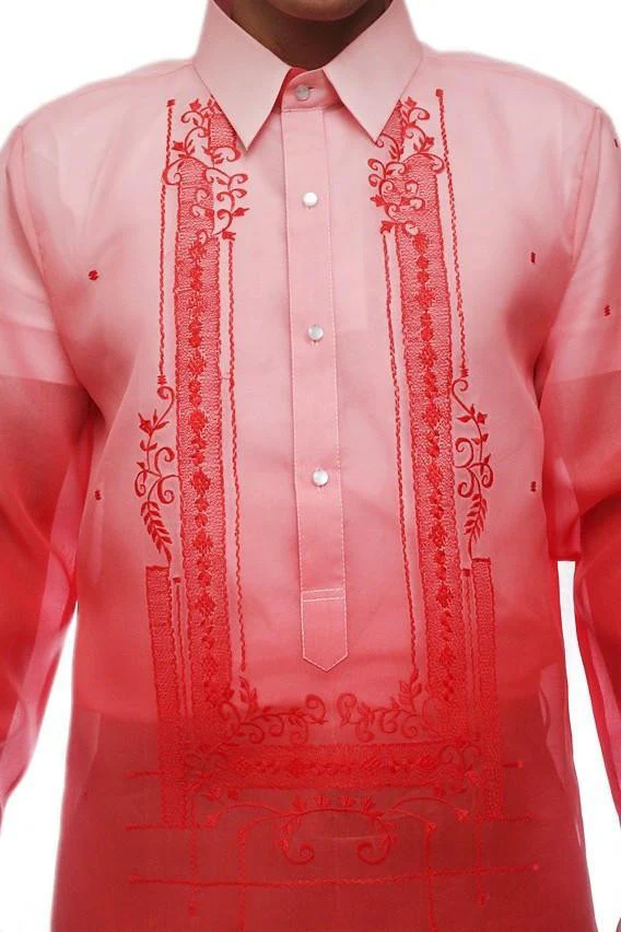 MJ21 - Jusi Barong Tagalog Monochromatic Red - Image 3
