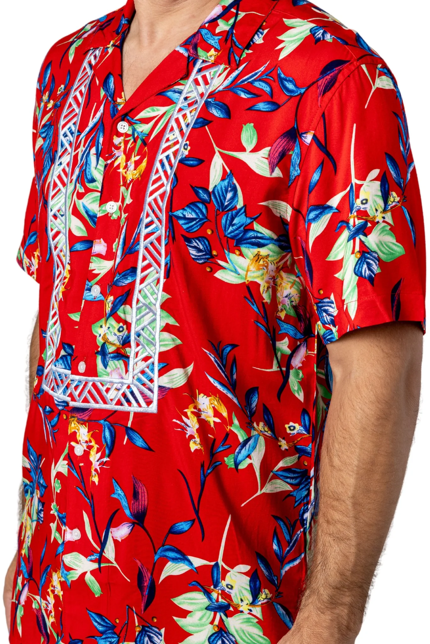 MH04 - Hawaiian Barong Wild Vines - Short-Sleeve Polo Barong Tagalog - Image 3