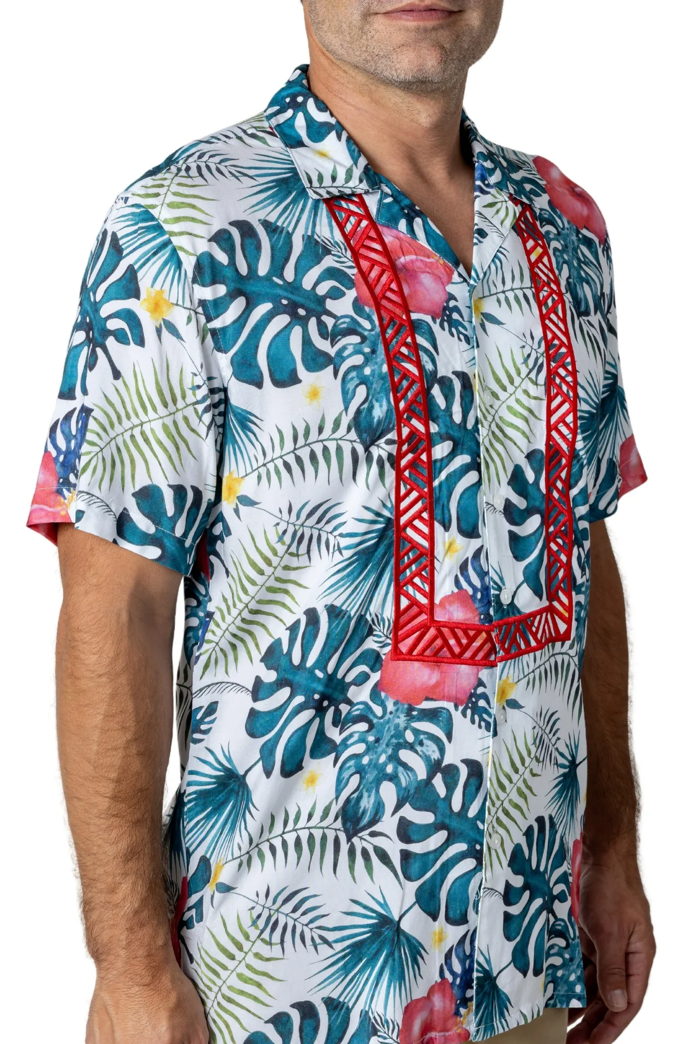 MH06 - Hawaiian Barong Monstera - LIMITED - Short-Sleeve Polo Barong Tagalog - Image 3