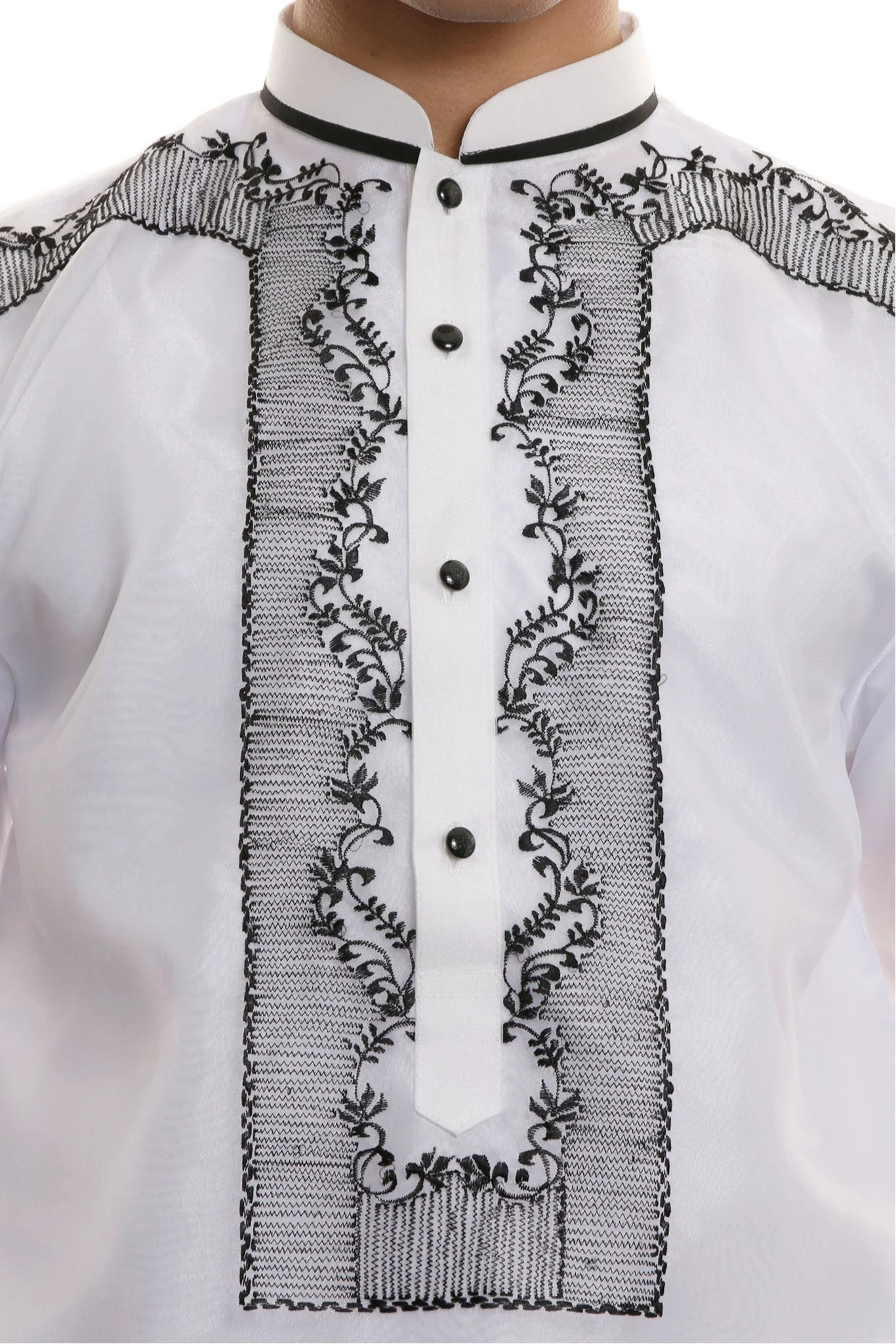 MO07 - Organza Barong Tagalog with Lining White - Image 3
