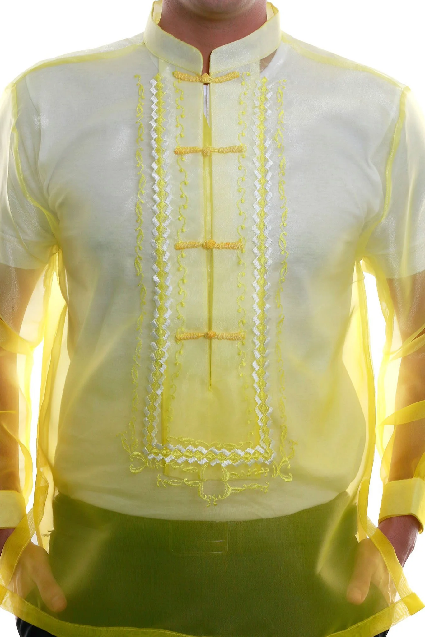 MO13 - Organza Barong Tagalog Yellow - Image 3