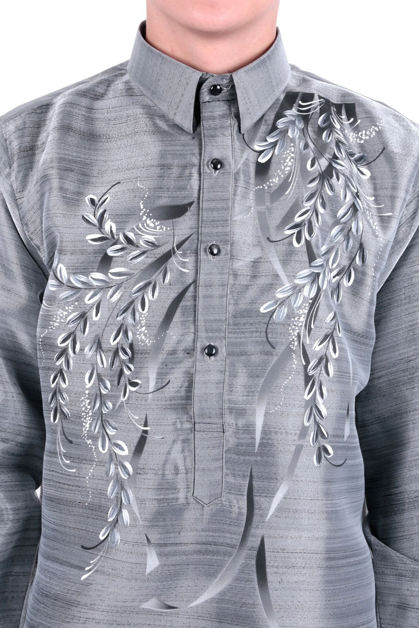 MO29 - Organza Pina Barong Tagalog with Lining Gray - Image 3