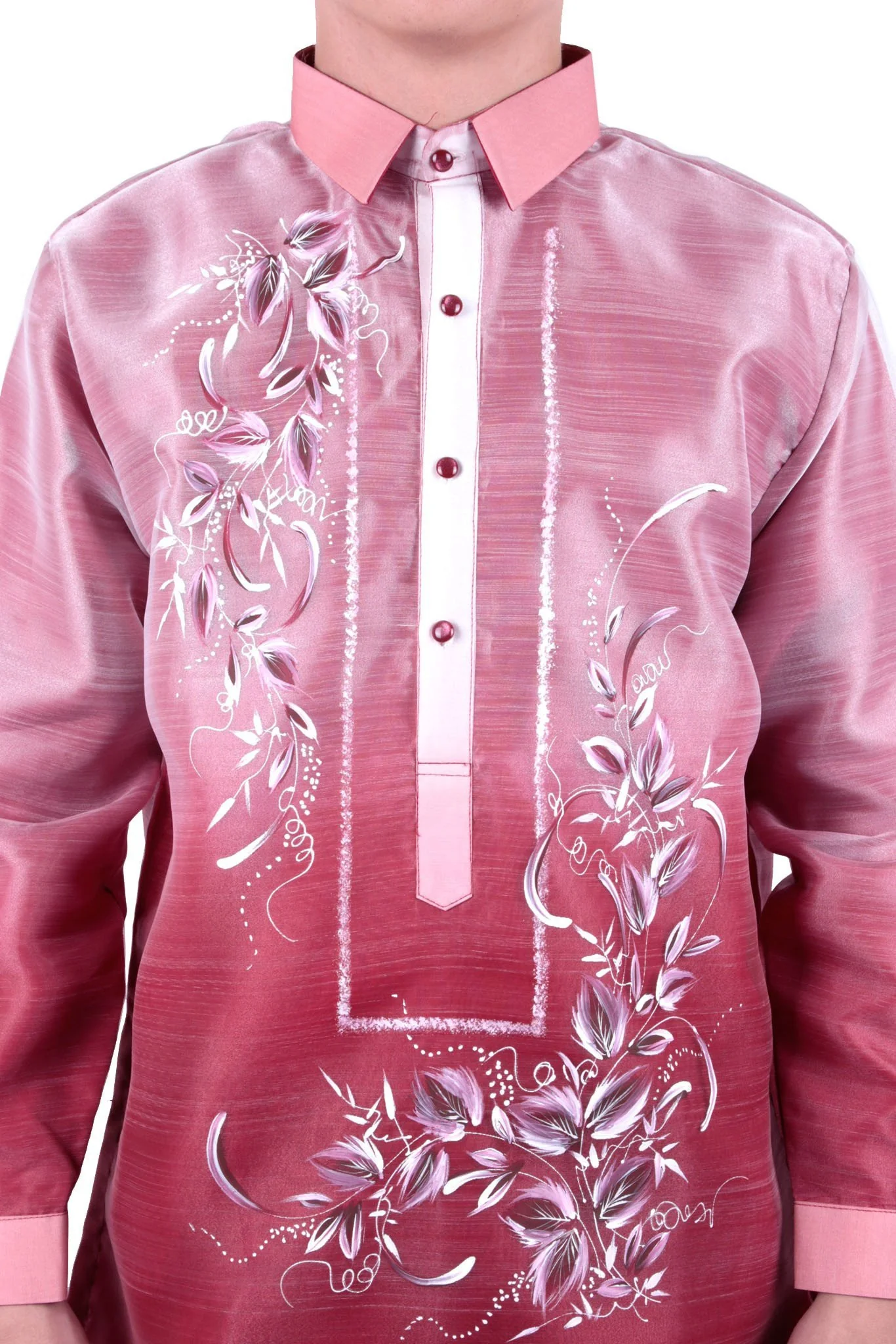 MO23 - Organza Pina Barong Tagalog with Lining Maroon - Image 3