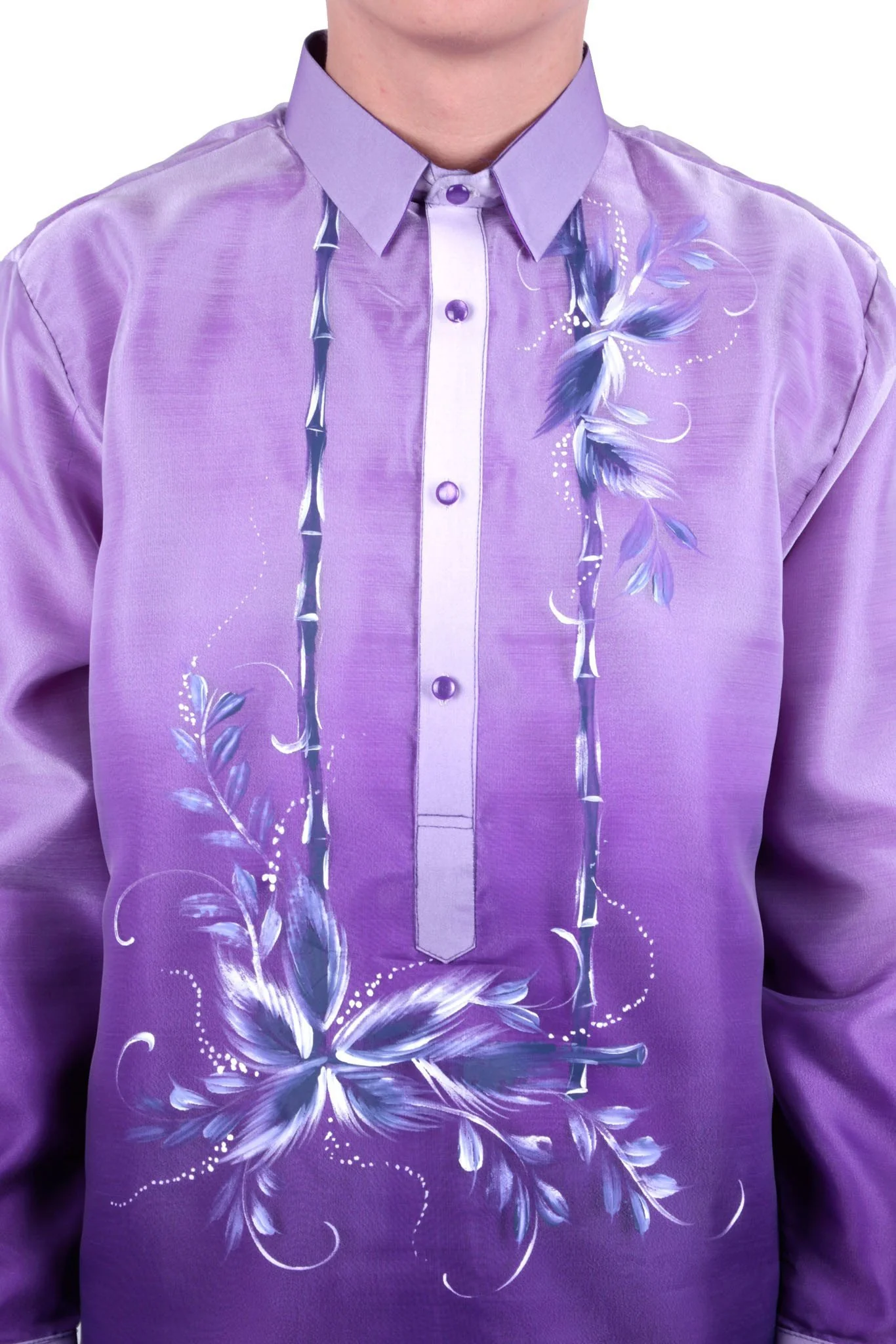MO27 - MADE-TO-ORDER - Organza Pina Barong Tagalog with Lining Purple - Image 3