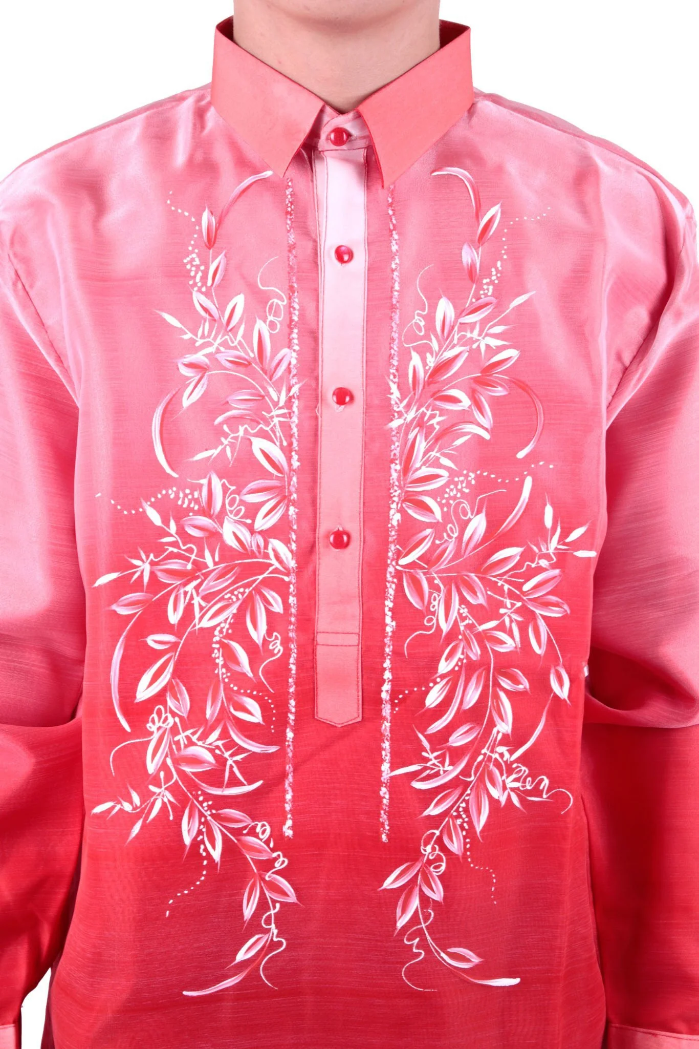 MO22 - Organza Pina Barong Tagalog with Lining Red - Image 3